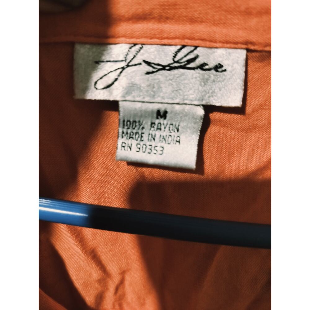 3735) J Gee Orange Button Down Short Sleeve Safari Baby Doll Dress Medium - Picture 6 of 7